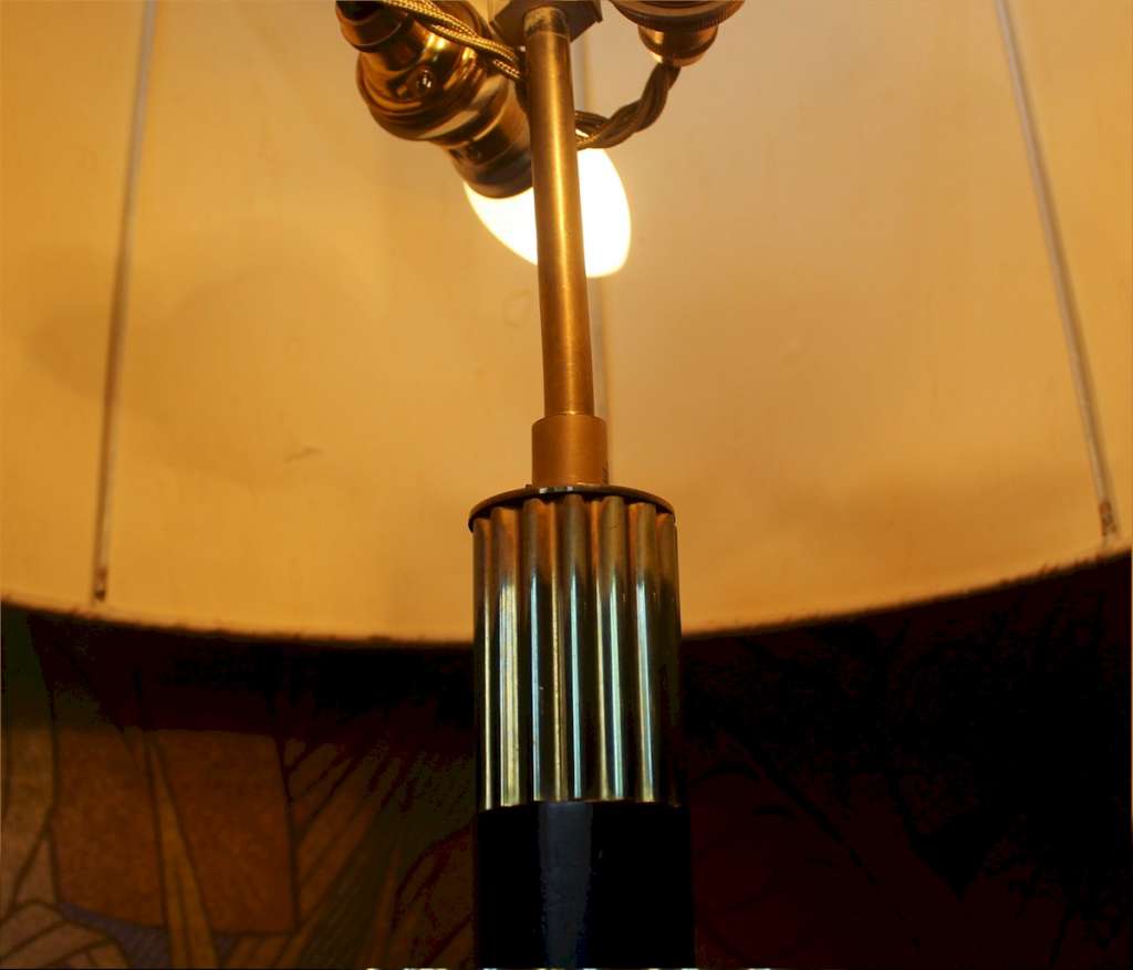 1950's table lamp on tripod brass base.