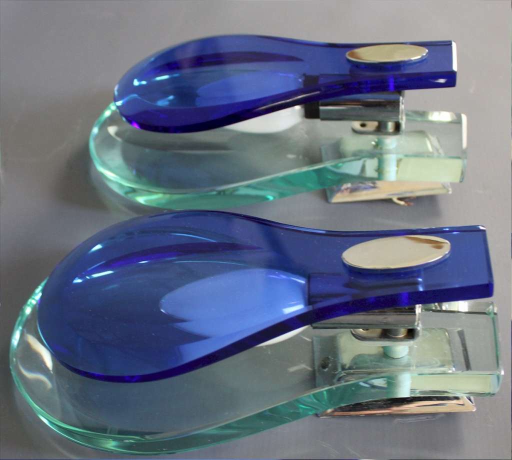 Fontana arte blue and clear glass wall lights