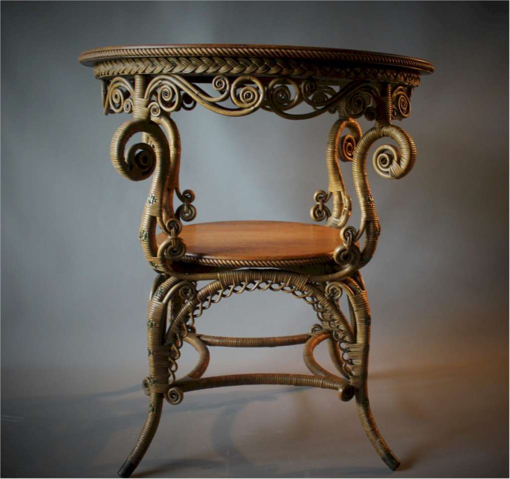 American Rattan Wicker table by Heywood Brothers & Wakefield