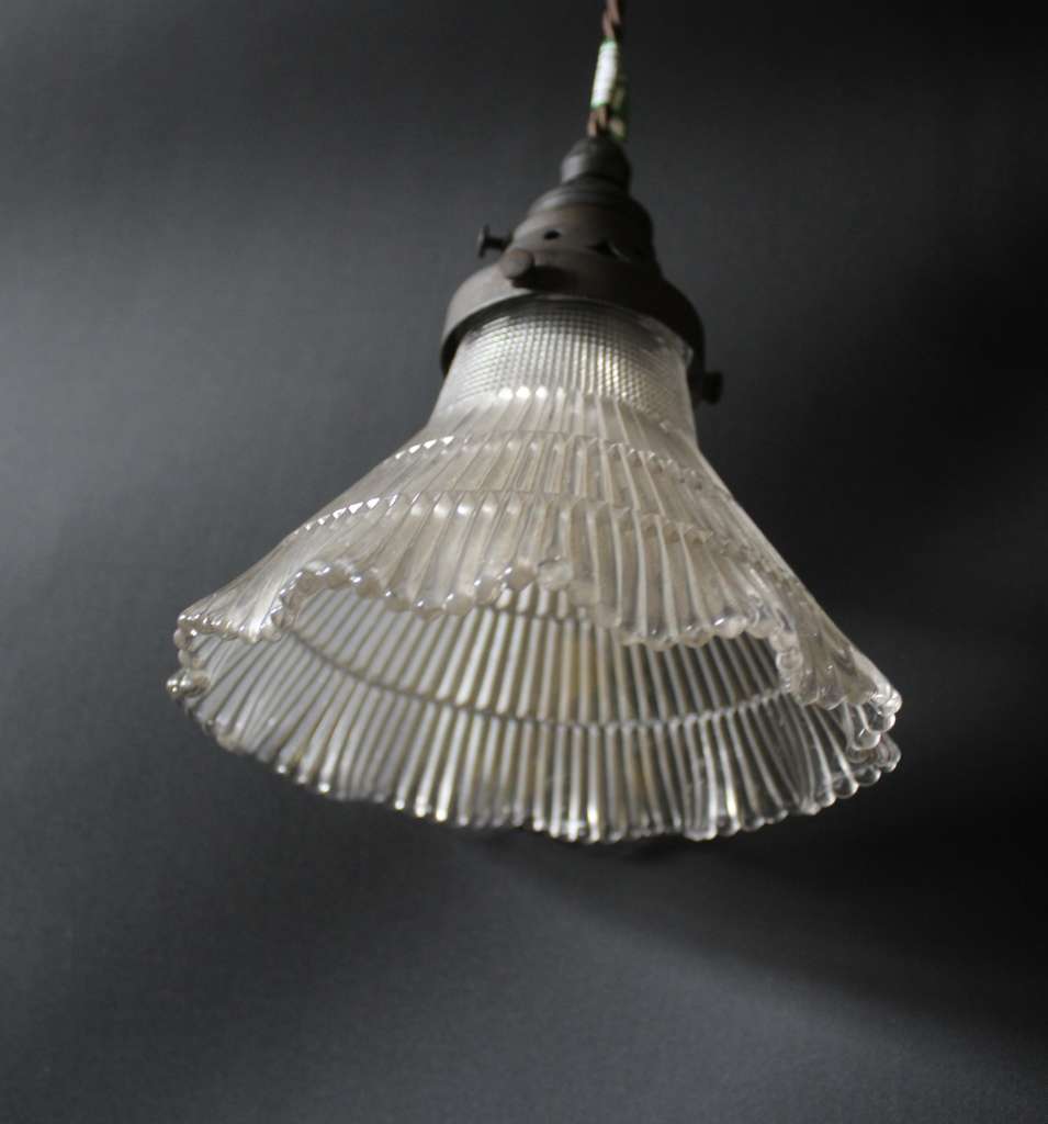 Holophane glass shade with fitting,