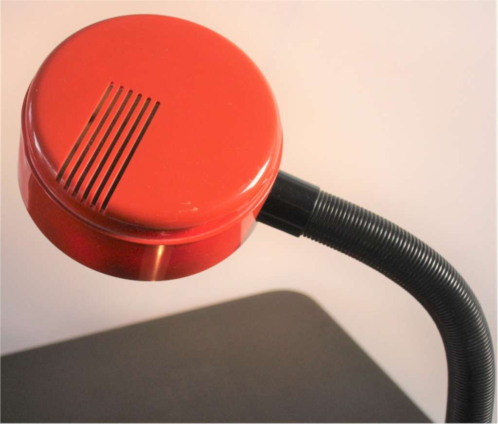 1970's bendy lamp in bright red plastic and black stem