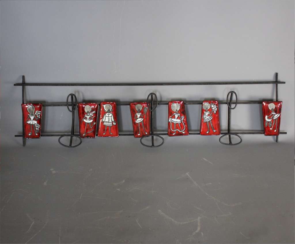 Mid Century Italian hatrack iron and ceramic