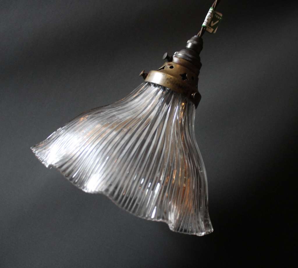 Holophane glass pendant shade