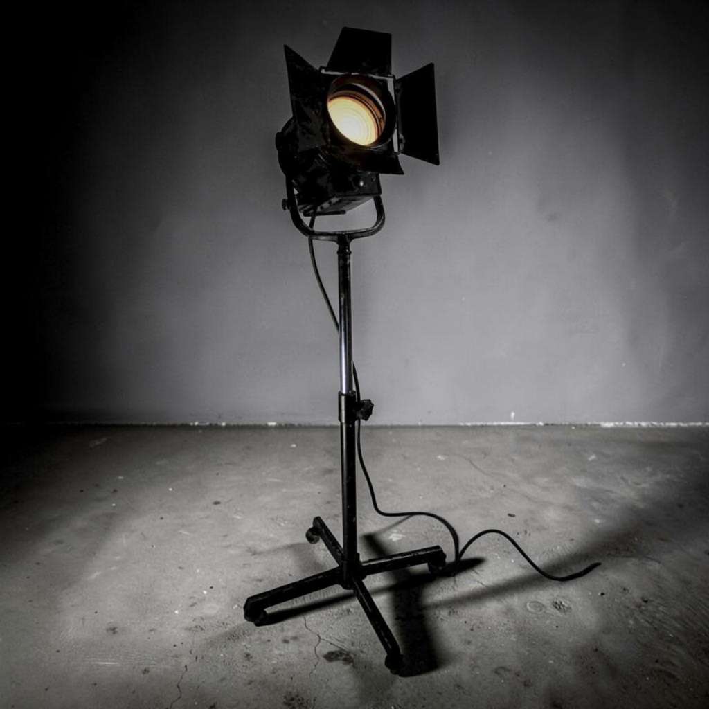 Mole-Richardson spot flood theatre lamp on stand