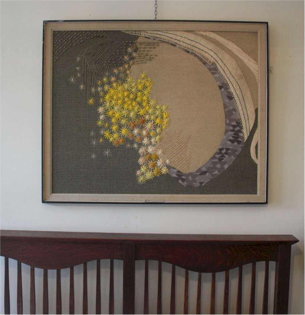 framed embroidery needlepoint by Molly Arnold  c1975