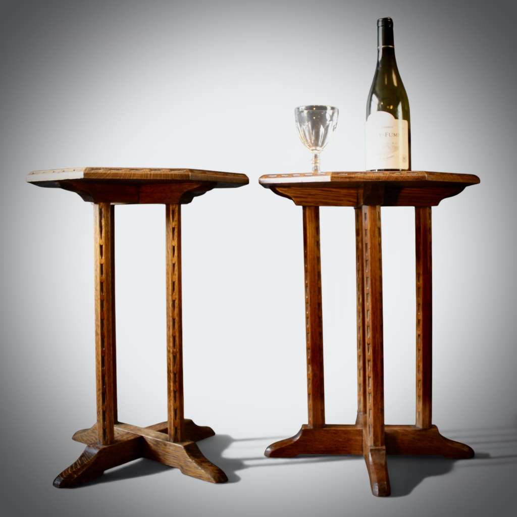 Cotswold School pair of wine tables in oak