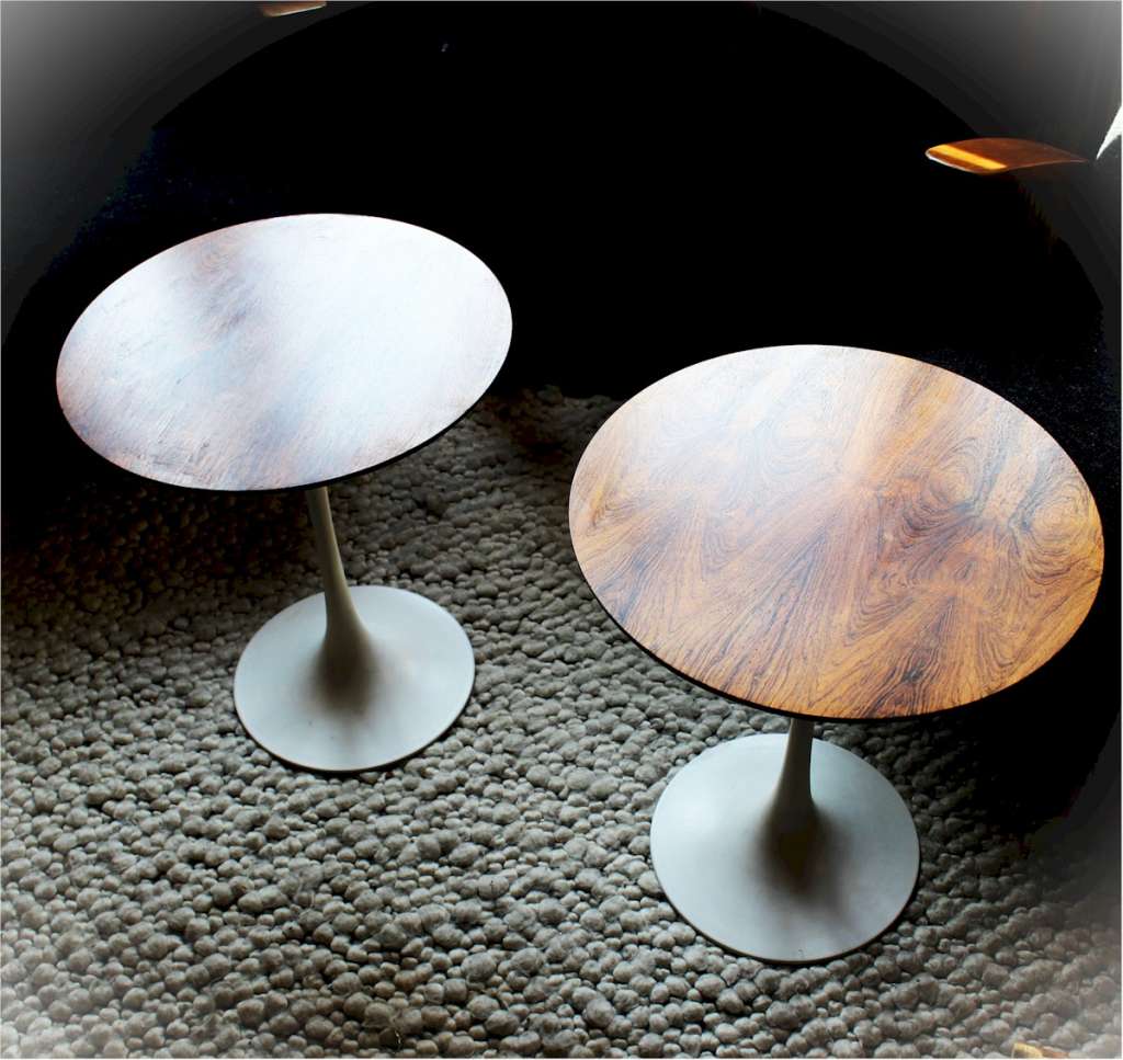 Pair of Arkana tulip based rosewood side tables