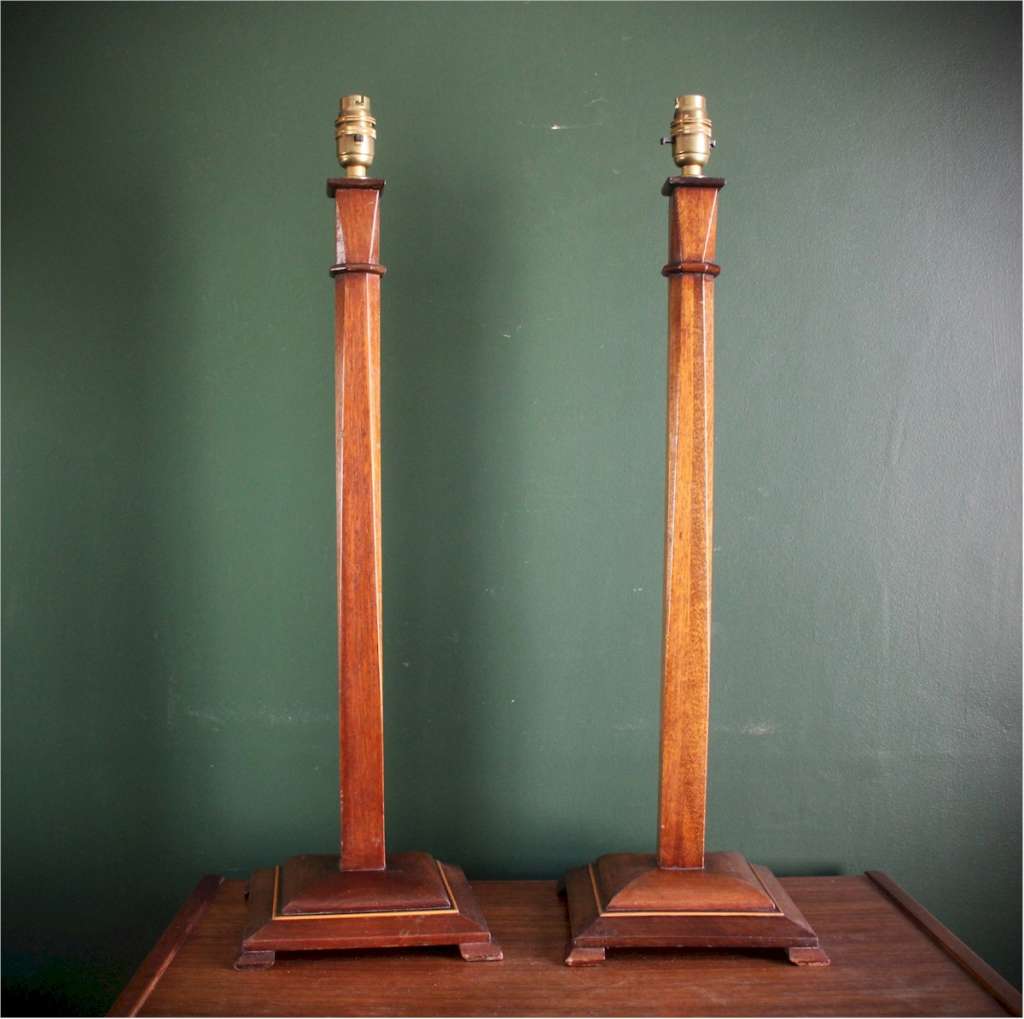 Pair of tall Cotswold School table lamps