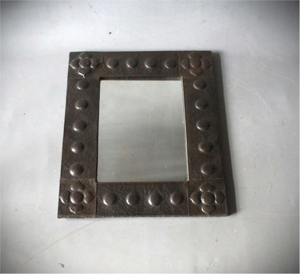 Arts and Crafts patinated copper framed mirror