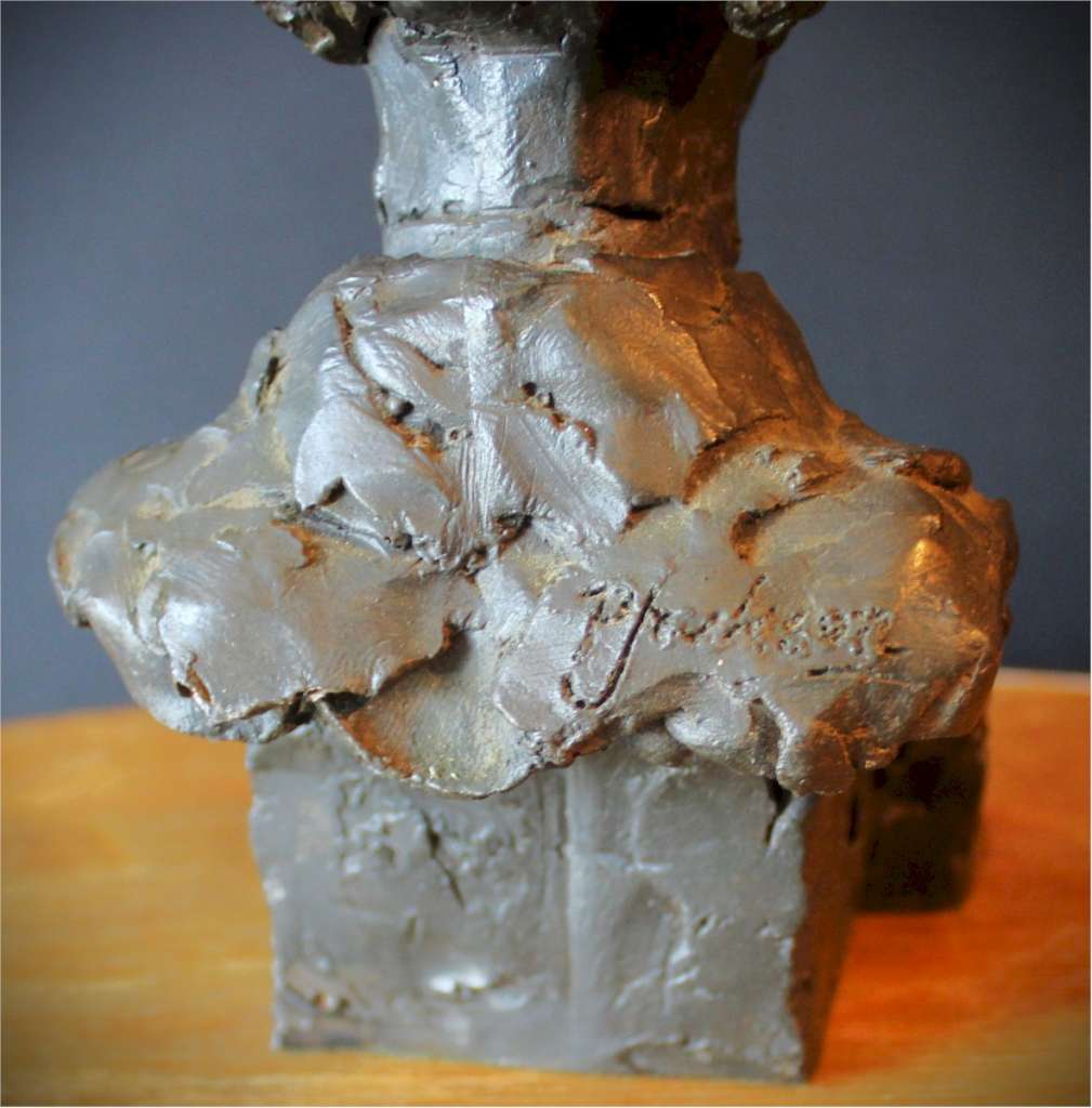  Resin sculpture of an old man's head signed P Jackson