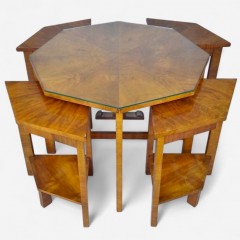 Jazzy art deco quintetto nest in figured walnut