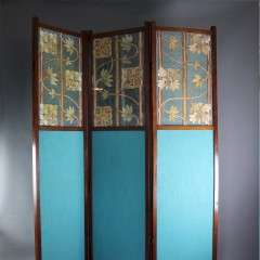 Arts and Crafts 3 fold screen embroidered panels