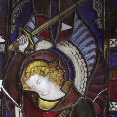 Large St George and the dragon stained glass panel 19th century