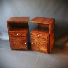 Walnut Art Deco pair of Bedside Cabinets