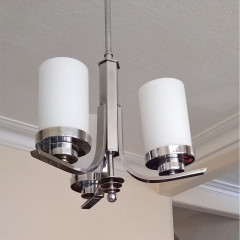 Art Deco modernist ceiling lamp in chrome & glass