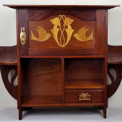 Shapland & Petter inlaid cabinet in mahogany
