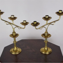 Very near pair of Victorian brass candlesticks