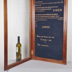 Mahogany notice board with moveable aluminium letters