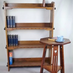 Arts and crafts oak bookcase pegged construction