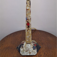 1930's cellulose table lamp with prismatic glass shade