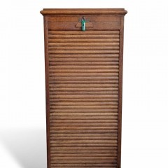 1930's tambour fronted oak filing cabinet