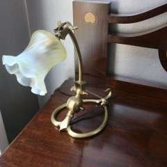 W.A.S Benson arts crafts brass table lamp & shade