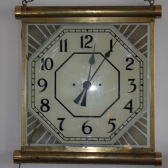 1930's brass illuminated Cinema clock. Made in England by 