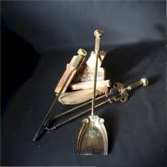 Set of Nouveau brass fire tools