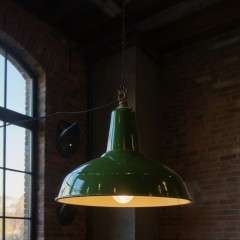  Large green enamelled Industrial shade