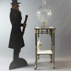 Quality French brass & vitrolite table c1900