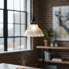 Holophane glass pendant shade
