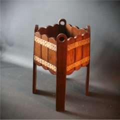 copper banded oak arts and crafts planter