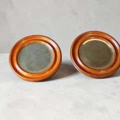 Pair Of Oak Framed Circular Mirrors