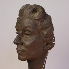 1950's Plaster figure of a woman's head signed V Thura