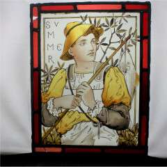 Arts and crafts stained glass panels of the 4 seasons