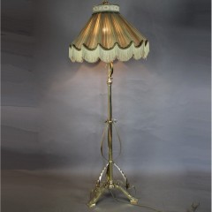 Victorian brass floor lamp with shade