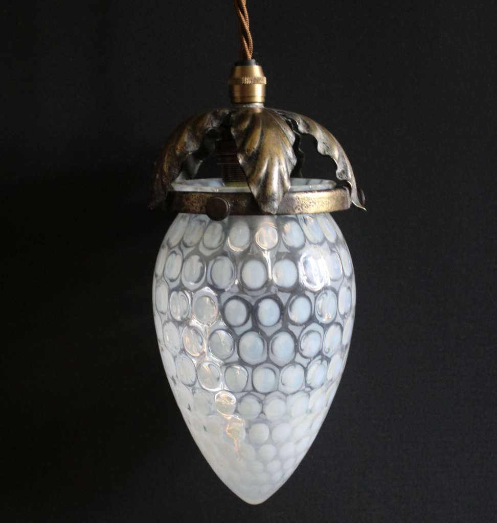 Arts and Crafts pendant vaseline shade
